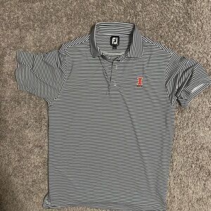 Men's FootJoy Striped Polo Shirt - Black and White with Illinois golf logo